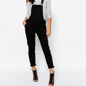 Nasty Gal (Nude) Ripped Black Overalls M